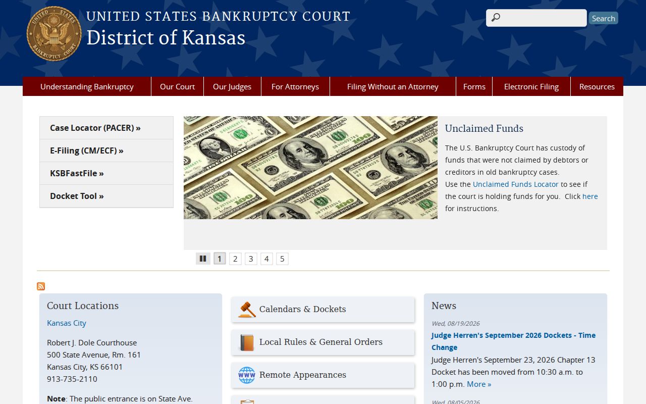 Kansas bankruptcy court access for a Lane County bankruptcy record