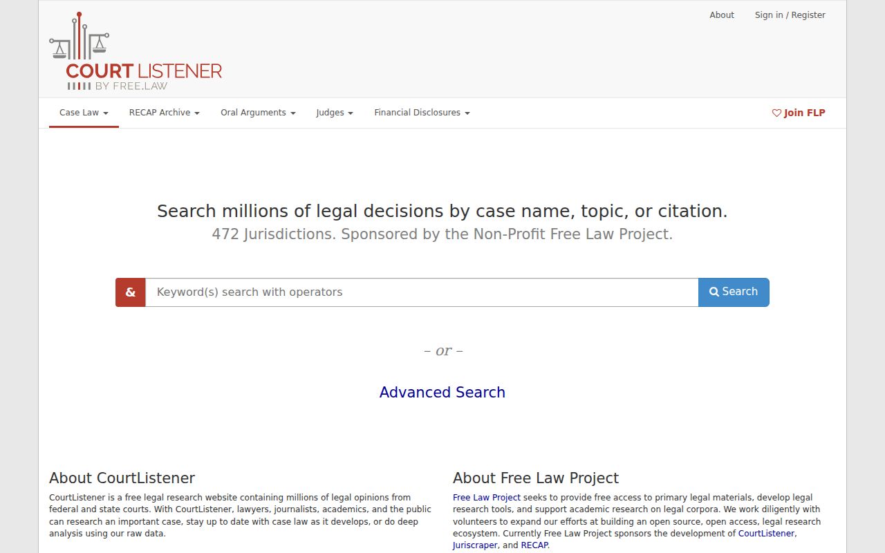 CourtListener RECAP federal search separate from Lane County CaseSearch